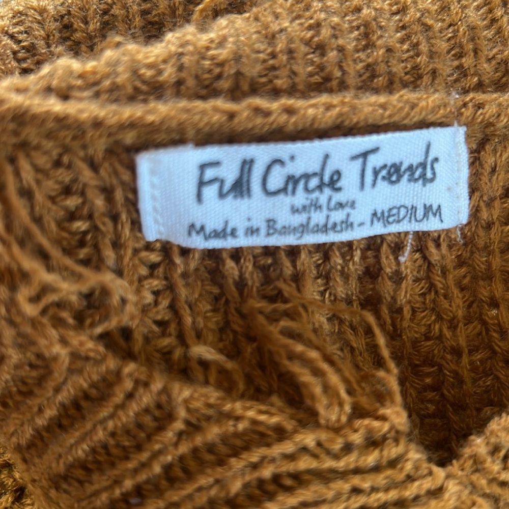 Distressed Cable V-Neck Sweater - Rust - Picture 8 of 8